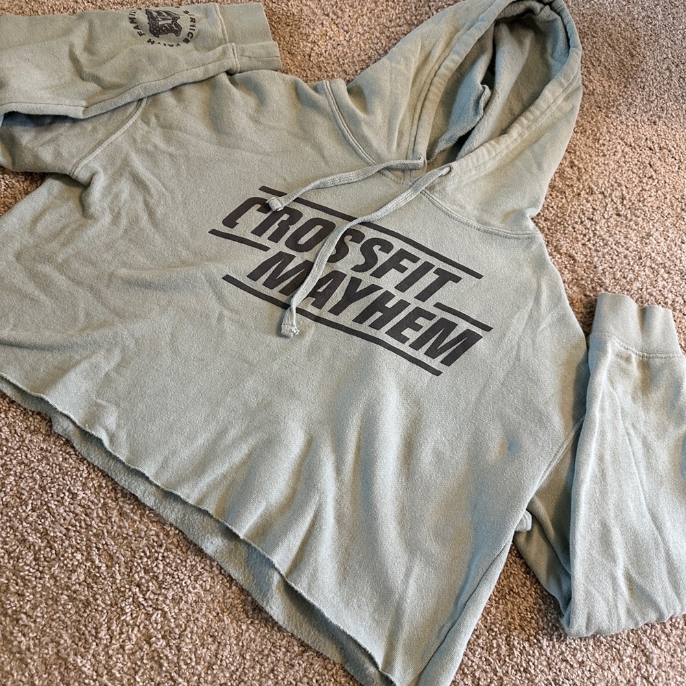 Women's Green Crop Top Hoodie